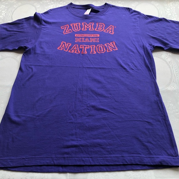 Zumba Wear Fitness Logo Graphics One Size Fits Most Purple T-Shirt Short Sleeves - Picture 9 of 13